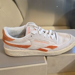 Reebok White and Orange Retro Sneakers